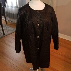 Dennis Basso Quilted Faux Leather Coat